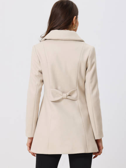 Allegra K- Single Breasted Turndown Collar Overcoat