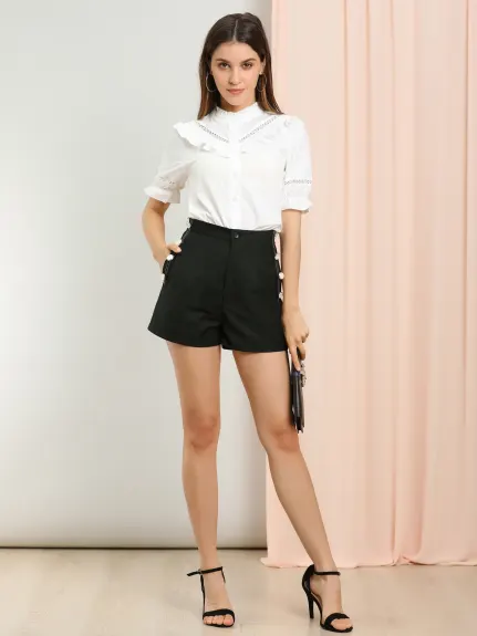 Allegra K - High Waist Button Decor Vintage Sailor Shorts