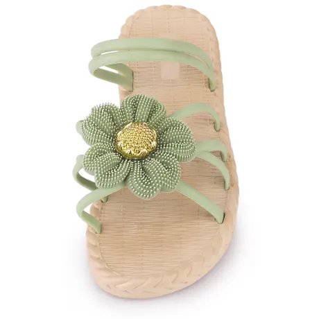 Allegra K - Gold Sunflower Decor Espadrille Flat Sandals