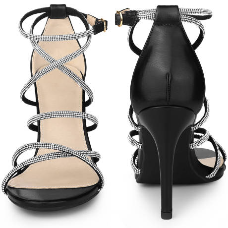 Allegra K- Open Toe Stiletto Heel Strappy Sandals