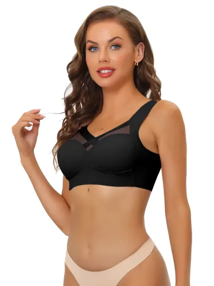 Allegra K- Push Up Full Coverage Mesh Wirefree Minimizer Bras