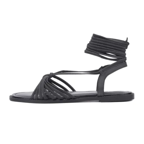 Fashion To Figure Women's Daria Strappy Flat Sandal - WIDE WIDTH