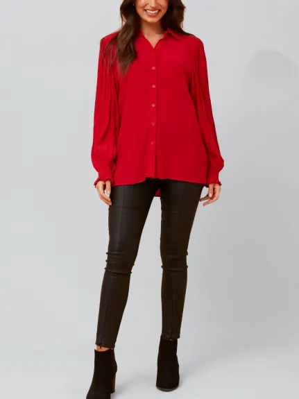 Annick - Cindy Shirt Long Puffy Fitted Sleeves Solid