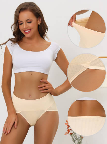 Allegra K- Ribbed High Waist Tummy Control Underwear