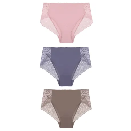 Allegra K- Women's 3-Pack Lace Trim Mid-Waist Brief