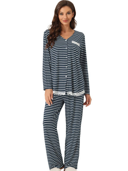 cheibear - Casual Stretchy Modal Pajama Set