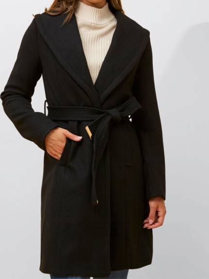 Annick - Hazel Coat Round Collar Belted Pockets