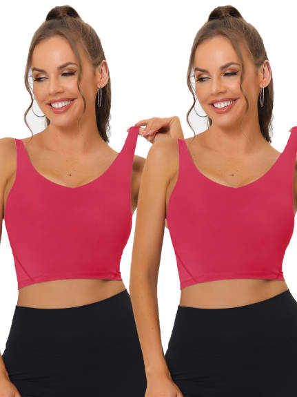 Allegra K - Longline Padded Sports Bra Pack, Rose Red