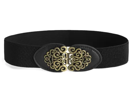 Allegra K- Ceinture élastique à boucle emboîtable en métal