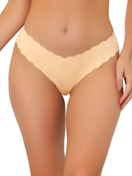 Allegra K- No-Show Unlined V-Shape Waist Bikini Underwear