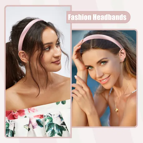 Unique Bargains- 2 Pcs Solid Satin Headbands