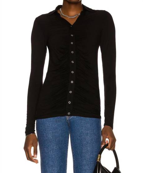 Enza Costa - Viscose Jersey Ruched Polo Cardigan