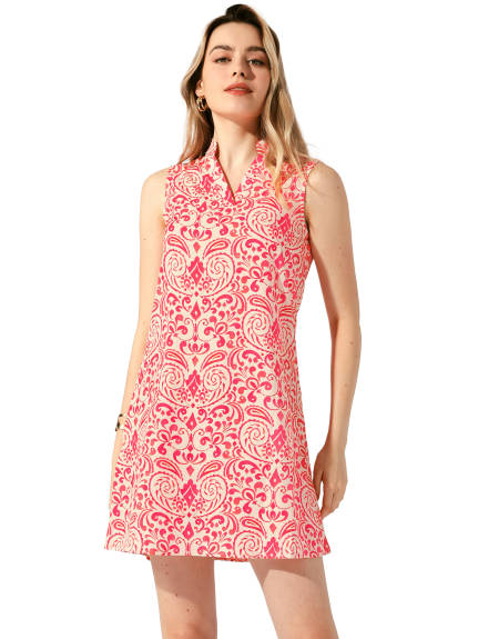 Allegra K - Retro Floral Print Sleeveless A-Line Dress