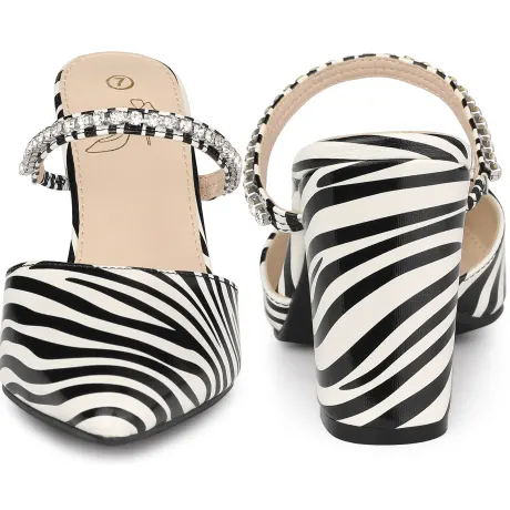 Allegra K- Zebra Print Retro Pointed Toe Heel Mules