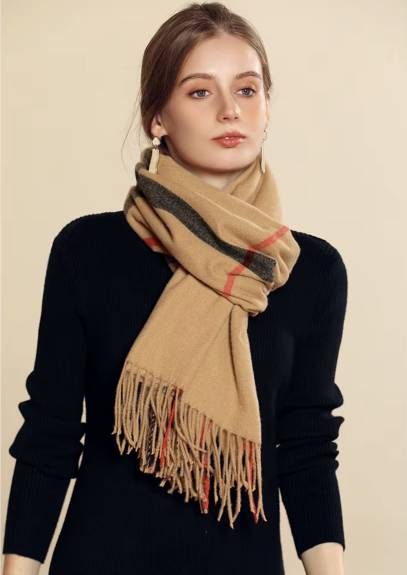 Beige Black And Red Plaid Scarf - Don't AsK