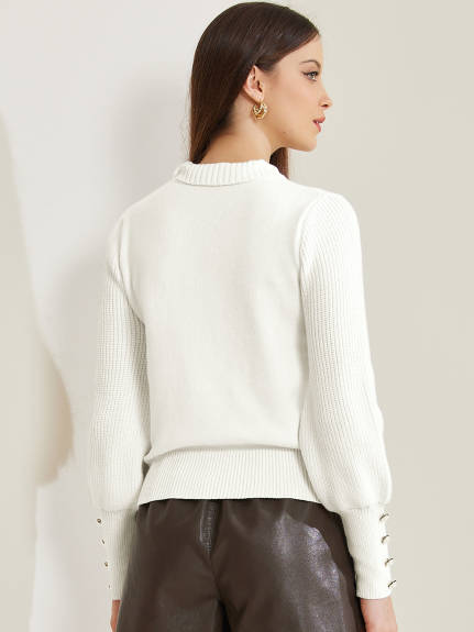 Allegra K - Ribbed Knit Turtleneck Pullover Sweater