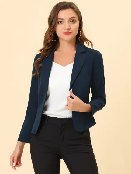 Allegra K- Open Front Casual Crop Suit Blazer Jacket