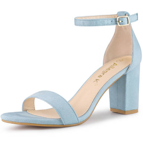 Allegra K - Buckle Ankle Strap Minimalist Heeled Sandals