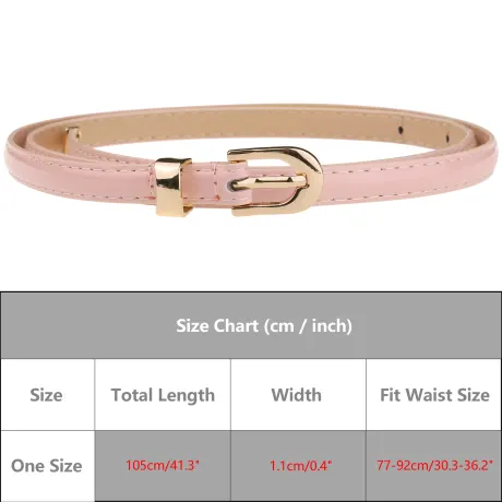 Allegra K- Skinny PU Leather Belt with Gold Metal Buckle