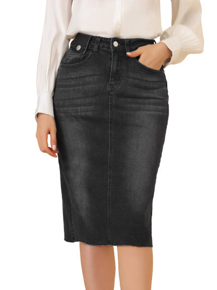 Allegra K- Back Slit Denim Skirt Pack, Blue Combo 1