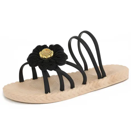 Allegra K - Gold Sunflower Decor Espadrille Flat Sandals