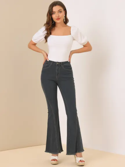 Allegra K - Vintage Denim Pants Classic Bell Bottoms Jeans