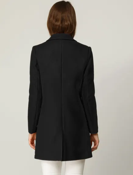 Allegra K- Classic Notched Lapel Long Overcoat