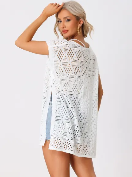 Allegra K - Beach Mesh Crochet Cover Up