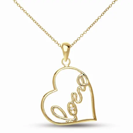 Genevive Classy " Love " Heart Shape Pendant Necklace