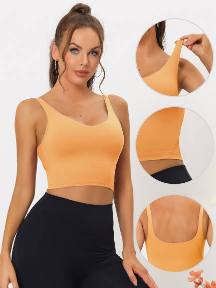 Allegra K - Longline Padded Sports Bra Pack, Light Orange