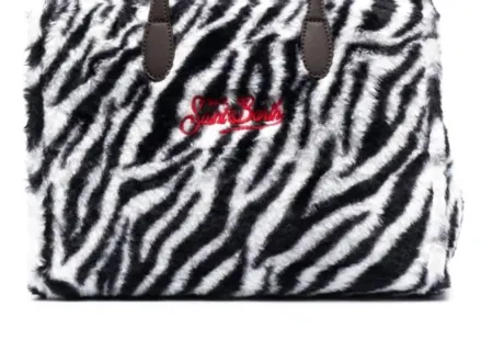 MC2 SAINT BARTH - Women's Zebra Print Wool Leather Tote Handbag