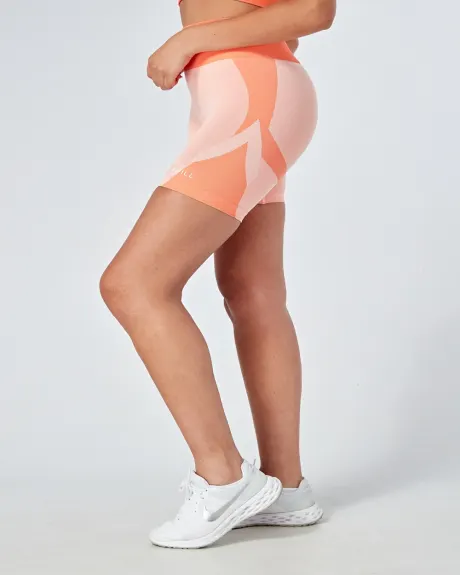 Twill Active - Short de cyclisme recyclé Body Fit Colour Block - Corail