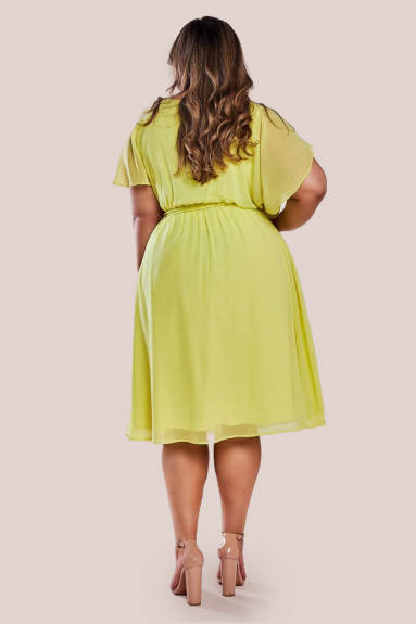 Goddiva - Flutter Sleeve Wrap Midi Dress - Plus size