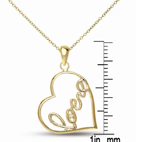 Genevive Classy " Love " Heart Shape Pendant Necklace