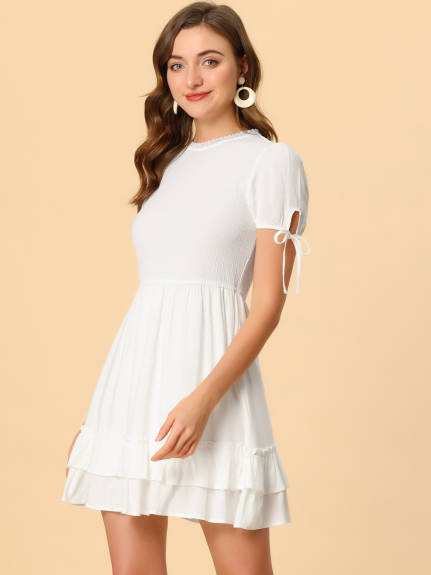 Allegra K- Ruffle Textured Sweet Summer A-line Mini Dress