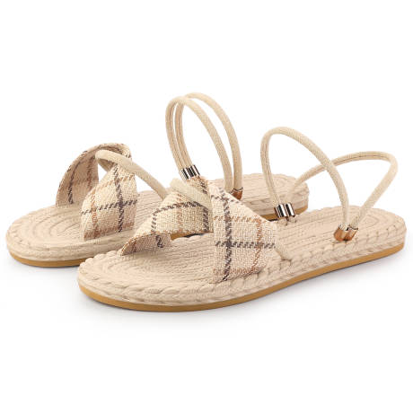 Allegra K - Summer Cross Strap Slip On Flat Sandals