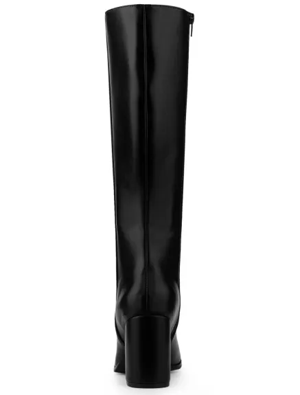 Allegra K- Round Toe Block talons genou bottes hautes