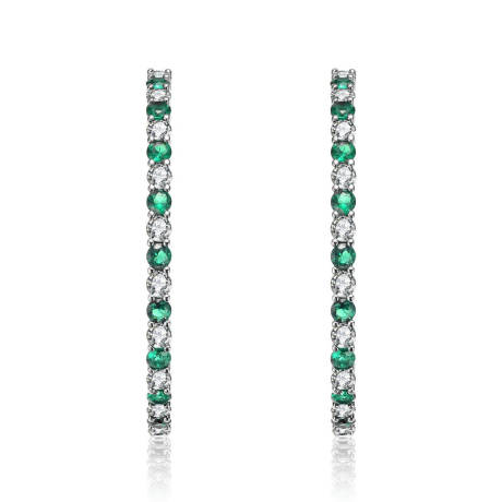 Rachel Glauber Big Hoop with Colored Cubic Zirconia Earrings