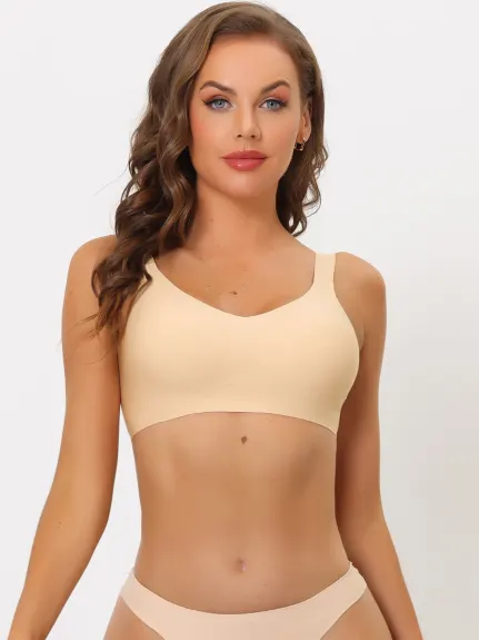 Allegra K - Wide Straps Wireless Bras Pack, Beige