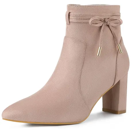 Allegra K - Pointed Toe Chunky Heel Zipper Ankle Boots