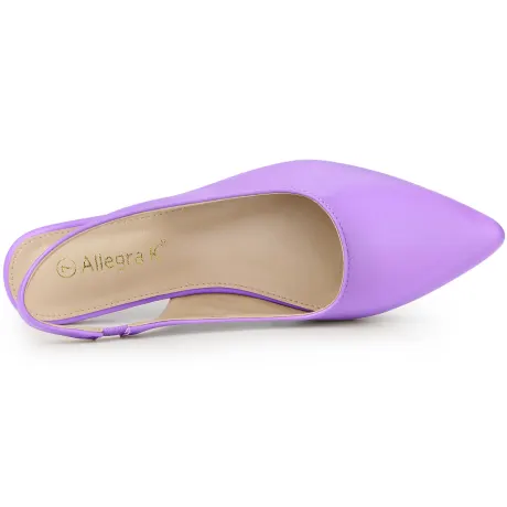 Allegra K - Pointed Toe Slingback Flats Pumps