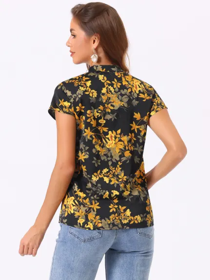 Allegra K- Blouse à manches florales en Satin