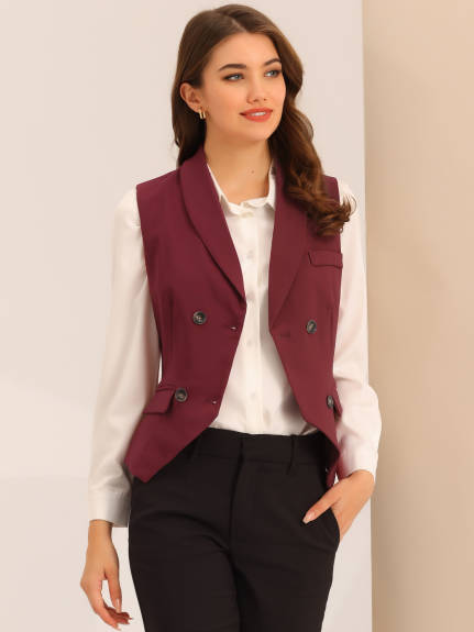 Allegra K- Shawl Lapel Button Racerback Suit Waistcoat Vest