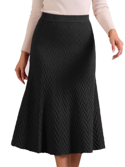 Allegra K - High Waist A-Line Stretchy Knit Skirt