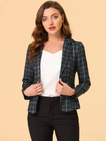 Allegra K- Open Front Notch Lapel Printed Blazer Jacket