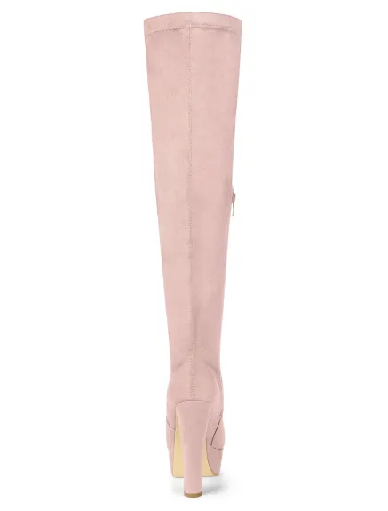 Allegra K - Platform Block Heel Over Knee High Boots