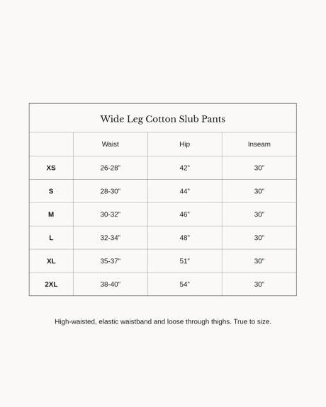 Wide Leg Cotton Slub Pants