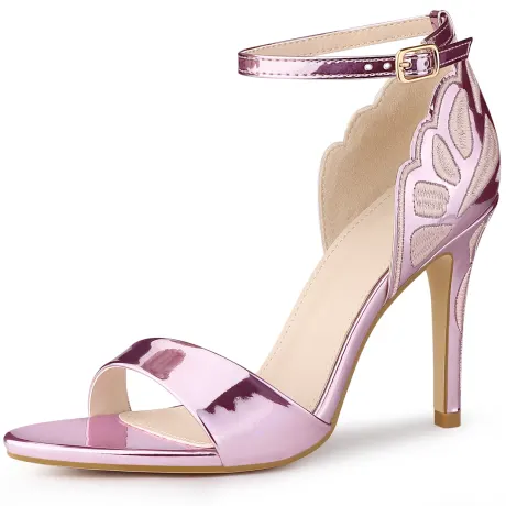 Allegra K- Butterfly Stiletto Heels Metallic Sandals