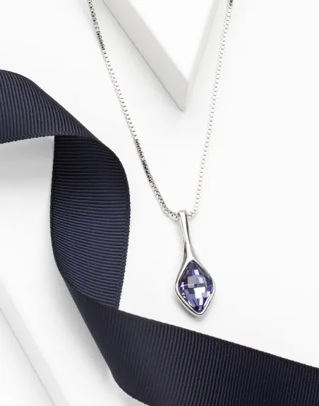 Collier avec pendentif en cristal marquise plaqué rhodium dans les tons d'erinite - callura