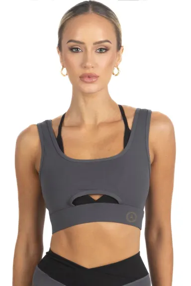 Akalia Cleo Color Block Activewear Sportsbra in Black